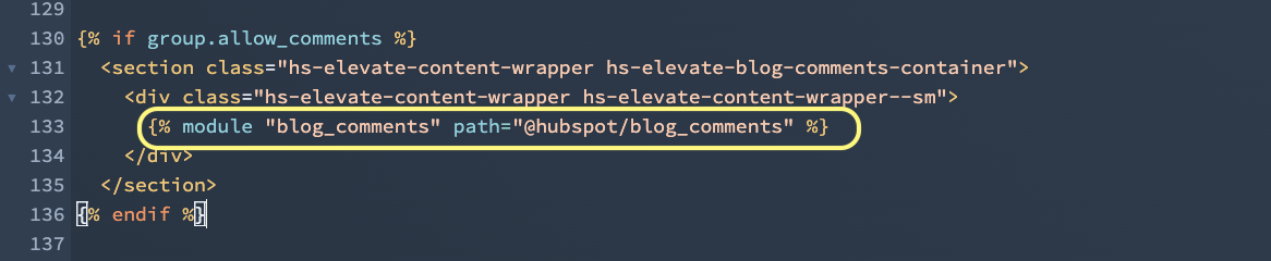 HubSpot template code